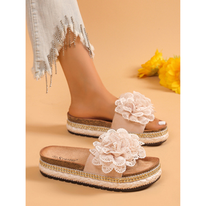 Pantuflas Deportivas Bohemias con Estampado Floral para Mujer, con Diseño de Plataforma para Uso en Interiores y Exteriores Durante las Vacaciones - Product Image 5