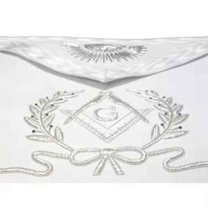 <b>Top</b> Quality Hand Embroidered Masonic Masters Mason Apron <b>White</b> Masonic Regalia Apron for Sale - Product Image 3