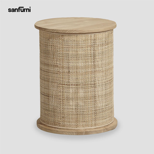 Mesita de noche mesa de centro de ratán con almacenamiento de madera maciza muebles de buena calidad moderno estilo simple directo de fábrica - Product Image 3
