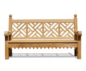 Banc 2 places en teck massif de qualité supérieure, moderne, minimaliste, résistant à l'eau, durable, pour l'extérieur, patio, appartement, hôtel, parc - Product Image 1