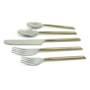 Ensemble de couverts en forme de feuille d'or, vaisselle personnalisée, fourchette de mariage, couverts en acier inoxydable, ensemble de couverts en métal faits à la main - Product Image 1