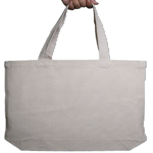 Bolsa de lona de 100% algodón ecológica con logotipo personalizado, bolsa de asas reciclada multiusos resistente para compras en la playa y comestibles - Product Image 4
