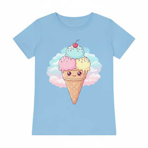 Camiseta Elegante con Mangas con Volantes para Niñas, Top de Punto Suave para Salidas Casuales, Bonito Estampado Floral - Product Image 1