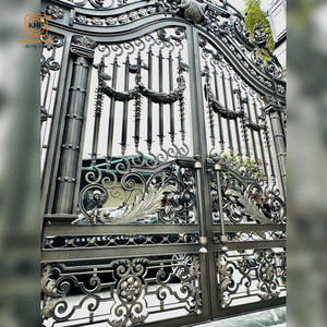 Portail de luxe en fer forgé KHP pour villa, entrée principale, porte battante double élégante pour résidence, sécurité, modélisation 3D - Product Image 3