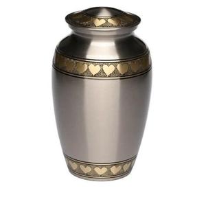 Urna de cremación de latón hecha a mano con banda floral dorada-Urnas para humanos Entierro conmemorativo Cenizas Recuerdo Cenizas Tarro y urnas hechas en la India - Product Image 2