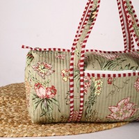 Sac de voyage sportif et décontracté en coton floral gris léger de luxe, écologique, durable et grande capacité