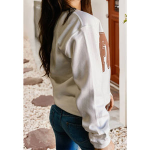 Sweat-shirts décontractés pour femmes, personnalisés avec impression par transfert thermique sur le devant, en polaire respirante, coupe oversize, col rond, anti-boulochage, polyester/coton - Product Image 5