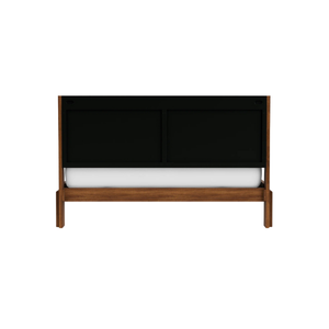 Modern Solid Teak <b>Wood</b> Bed with Storage and Upholstered Cushion <b>Headboard</b> for Bedroom Interior - Product Image 6