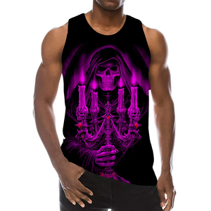 เสื้อกล้ามเล่นกีฬาของผู้ชายแบบใหม่สำหรับฤดูร้อนอนิเมะ3D พิมพ์ลายการ์ตูนเสื้อสตรีทแวร์สายขนาดใหญ่สำหรับฤดูใบไม้ผลิ