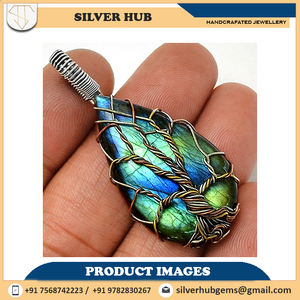 Diseñador 925 plata esterlina dos tonos colgante joyería mejor precio bisel ajuste incrustaciones tecnología - Product Image 4