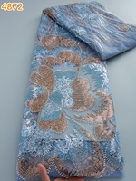 4872 Tissus de dentelle perlée africaine de luxe Kalume, dentelle française nigériane en tulle maillé de haute qualité avec paillettes pour robe de mariée