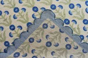 พรมขนแกะทำด้วยมือลายดอกไม้สีน้ำเงินพรมปูพื้นบ้านไร่สไตล์วินเทจผ้าคอตตอนตกแต่งบ้าน - Product Image 5