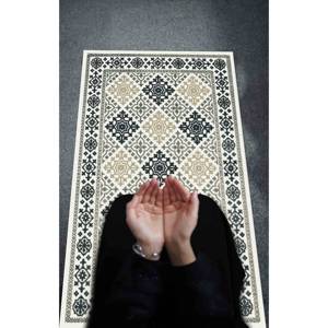 Tapis de prière islamique beige : Décoration de maison musulmane antidérapante, tapis fin non tissé - Product Image 4