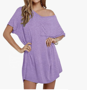 Latest Design Cotton Tshirt Dress Neck <b>Sleep</b> Lightweight Casual <b>Tee</b> Dress Pattern Length Size Solid Pattern Back Logo - Product Image 3
