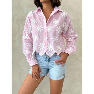 Ensembles en jean pour femmes Topshow, chemise brodée de fleurs, confortable et élégante - Product Image 2