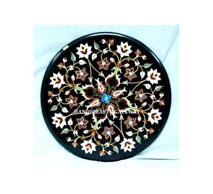 คุณภาพสูงสำหรับเคาน์เตอร์อุปกรณ์ทานอาหารเย็นเครื่องตกแต่งสำนักงานดอกไม้ผสมแบบฝังโต๊ะกาแฟหินอ่อนสีดำของผู้จัดจำหน่ายใหม่ - Product Image 1