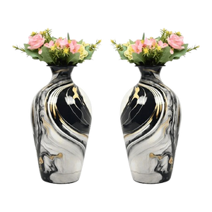 Ensemble de 2 vases à fleurs en métal pour le salon, décoration de la maison - Product Image 1