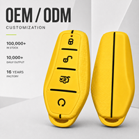 Housse de clé de voiture d'usine en silicone à quatre boutons pour BYD Yuan Plus Atto 3 Dolphin, étui de clé intelligente texturé jaune