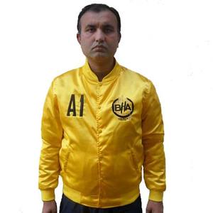 Écussons de lettres brodés personnalisés Veste en satin brodée vintage 3d Veste de haute qualité Veste avec logo personnalisé pour hommes - Product Image 4