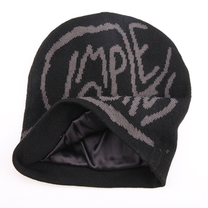 2026 Nuevo Diseño impresión Digital Jacquard seda y satén forrado invierno tejido Unisex Beanie Hat Cap - Product Image 3