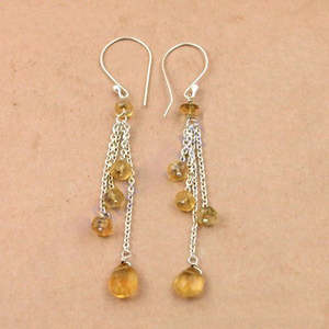 "18K Gold Plated Vintage <b>Citrine</b> Drop <b>Earrings</b> for Women's Daily Wear" - Product Image 2