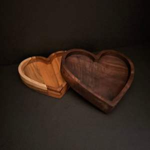 Bol en bois en forme de cœur pour cadeaux, bois d'acacia naturel, bois de manguier - Product Image 4