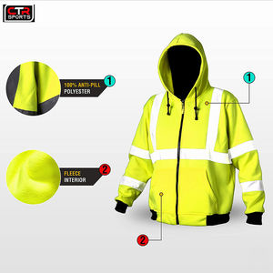 Cheaper Men <b>Hi</b> <b>Vis</b> Customized High Visibility Zipper <b>Hoodie</b> Unisex Construction Reflective Safety Zipper <b>Hoodie</b> - Product Image 5