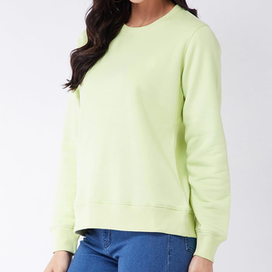 สเวตเตอร์คอกลมสำหรับผู้หญิงเสื้อสเวตเตอร์คอกลมสไตล์ใหม่เสื้อสเวตเตอร์ผ้าคอตตอนแฟชั่นสไตล์100% แบบเรียบ - Product Image 4