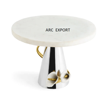 Support à gâteau de luxe à 2 niveaux en métal argenté forme ronde grand papillon Design Table Top Décoratif Support de service à gâteau à bas prix