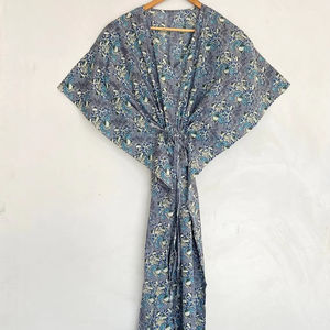 Women's Cotton Kaftan <b>Dressing</b> <b>Gown</b> Indian Floral Print Maxi Nightwear Breathable and Casual for Summer and Autumn Seasons - Product Image 1