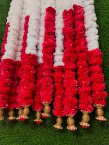 Guirnalda Artificial de caléndula clásica con cuentas y Pompón boda india y Festival Haldi y Mehndi decoración Toran campanas de Navidad - Product Image 6