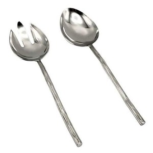Juego de servidor de ensalada moderno de acero inoxidable con acabado elegante y forma elegante ideal para bodas o eventos festivos - Product Image 1