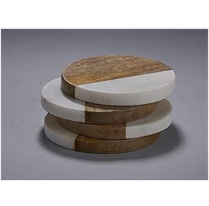 Sous-verres ronds en marbre et bois de haute qualité, tapis et coussinets de décoration pour la maison - Product Image 4