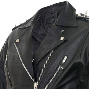 Veste en cuir de vache sur mesure, couleur unie, pour homme, écologique, respirante, streetwear d'hiver, logo sur le devant - Product Image 5