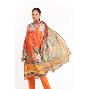 Costume en satin imprimé numérique GLM-23-51, soie Shamose brodée, élégant et luxueux - Product Image 3