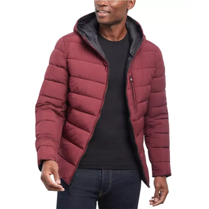 Heavyweight Customized Color Hooded <b>Canvas</b> Men Bubble Puffer Jacket with Front Printing Waterproof & Windproof Winter Jacket - Product Image 2