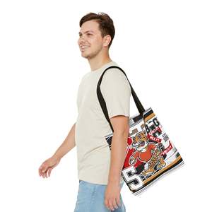 Borsa tote Varsity dal design audace e sportivo, con unico motivo graffiti, manico singolo, chiusura con cerniera, decorazione a lettere, in pelle PU e poliestere - Product Image 3