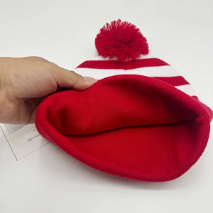 Otoño Invierno logotipo bordado personalizado Navidad Unisex 100% gorros de punto de lana sombreros Color elástico diseño de calavera a rayas - Product Image 5