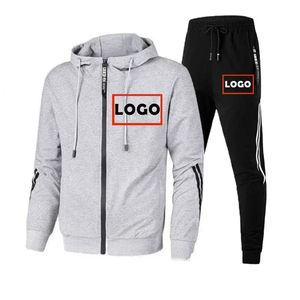 Survêtement de sport d'hiver pour hommes avec logo personnalisé nouvelle mode veste à glissière Streetwear avec ensembles de 2 pièces de grande taille - Product Image 1