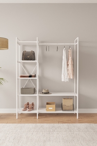 Closet Organizer with Garment Rack and Storage <b>Shelves</b> <b>Clothing</b> Rack with <b>Shelves</b> and Metal Frame Wardrobe - Product Image 2