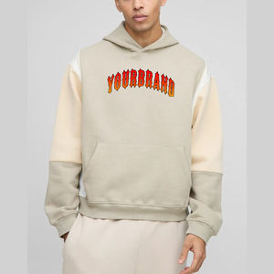 Nouveau arrivé 2025 hiver brodé surdimensionné goutte épaule Baggy 2 tons hommes basiques sweats à capuche Streetwear épais poids lourd hanche - Product Image 1