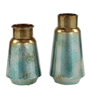 Jarrón recubierto de esmalte de Metal galvanizado, jarrón de suelo elegante personalizable para el hogar, oficina, diseño costero, Material de hierro - Product Image 2