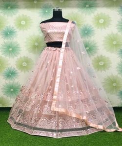 Rayonner la beauté et la grâce le jour de votre mariage Chic Party Wear Lehenga Choli en tissu de lin luxueux avec Gharara géométrique - Product Image 1