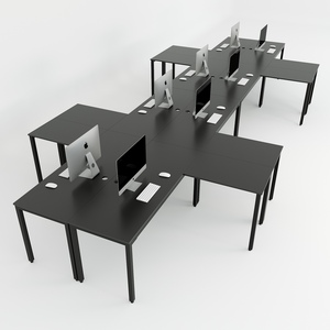 Bureau en cluster en forme de L Uconcept HBUC030, 8 pièces, design minimaliste contemporain, mobilier de bureau en mélamine double pour la maison et l'hôpital - Product Image 2