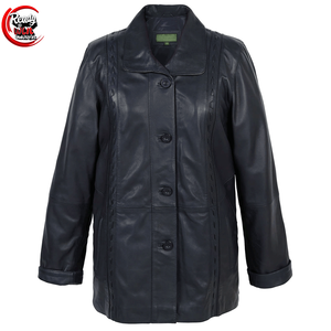 Blazer de cuero de lujo para mujer Best Stuff hecho a medida Venta caliente Nuevo diseño Tarifa al por mayor con decoración de botones de tejido de punto - Product Image 2