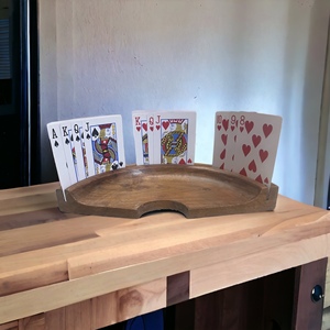 Juego de naipes de madera de acacia pulida ecológica con diseño moderno - Product Image 1