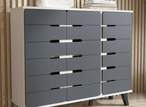 Zapatero Moderno Artístico de 3 Puertas, 4 Niveles, Capacidad para 16 Pares, Roble Blanco Gris Oscuro, para Sala de Estar, Modelo SC312 Desarmable/Para Armar, Fabricado - Product Image 3