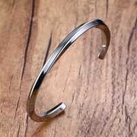 Bracelet tendance en acier inoxydable argenté pour homme Bracelets torsadés polis pour homme