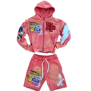 เสื้อฮู้ดซิป 2 ชิ้น แบบทอพิเศษ ยูนิเซ็กซ์ ผ้าฝ้าย 100% ลายพิมพ์ตามสั่ง ระบายอากาศได้ดี เป็นมิตรกับสิ่งแวดล้อม เสื้อสตรีทแวร์สำหรับฤดูใบไม้ร่วง - Product Image 4