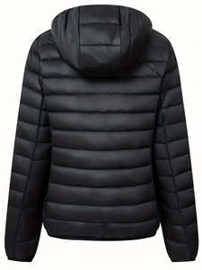<b>Women</b> <b>Lightweight</b> Puffer Jacket Full Zip Hooded Warm <b>Coat</b> Winter Quilted Breathable <b>Women</b> Good Black Regular Fit Polyester - Product Image 4